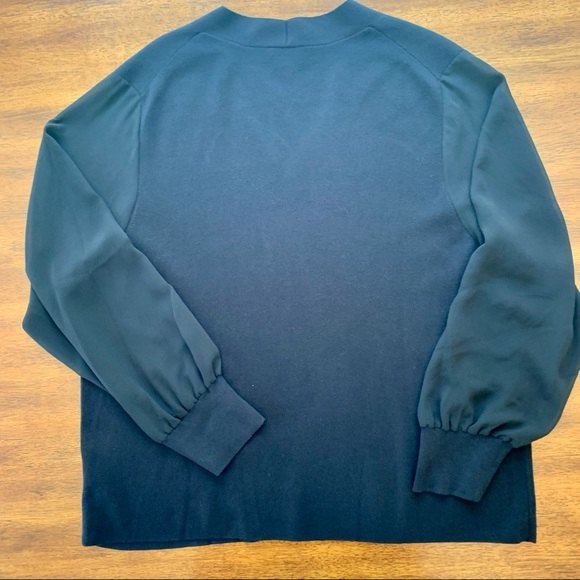 Talbots Dressy V Neck Sweater With Sheer Sleeves - Picture 7 of 11